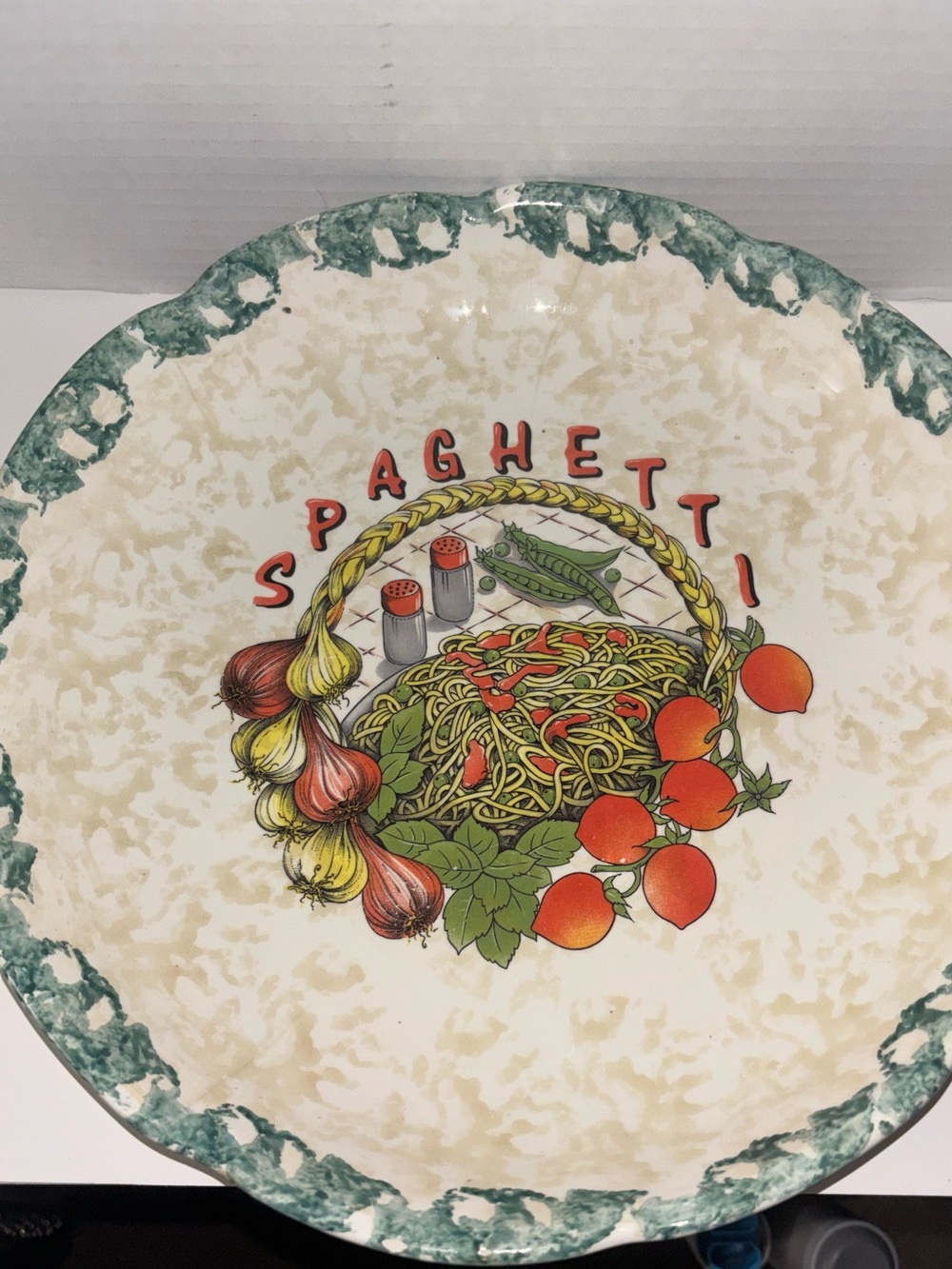 Himark Vintage Spaghetti Serving Bowl - Cream and Green